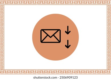 Abstract greek key pattern with messaging icon 