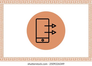 Abstract greek key pattern with mobile phone icon 