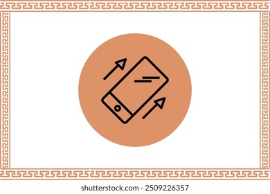 Abstract greek key pattern with mobile phone icon 