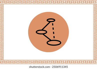 Abstract greek key pattern with molecular icon 