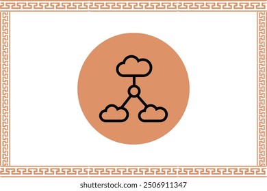 Abstractas patrón de clave griega con icono molecular 