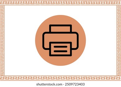 Abstract greek key pattern with printer icon