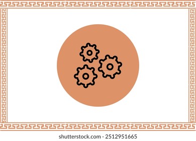 Abstract greek key pattern with setting icon