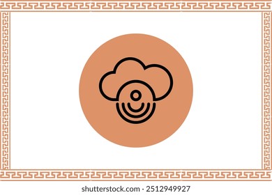 Abstract greek key pattern with web cloud icon