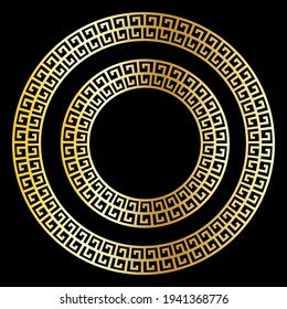 Abstract greek pattern for decorative design. Black background. Vector illustration isolated. Stock image.