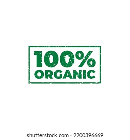 Abstract Green 100% Organic Stamp Template Vector