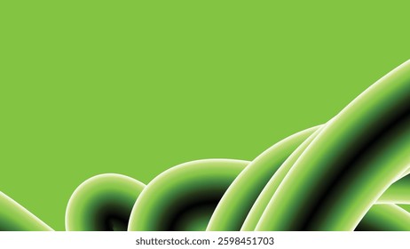 Abstract Green 3D Curved Lines Background with Copy Space Modern Digital Design