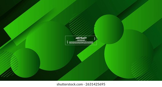 Abstract green 3D geometric background overlapping with simple square and circle pattern. Colorful background design. Bright and modern concept pattern. Vector eps10