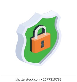 Icono de escudo de seguridad de vidrio 3D verde Abstractas con icono de candado dorado. Control de protección futurista, fondo verde esmeralda con espacio de copia. Tecnología de seguridad digital. 11.