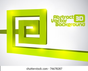 abstract green 3d square spiral background