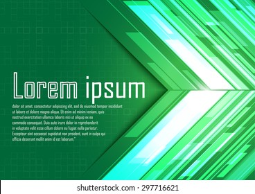 Abstract green 3d technology lines with light vector background. Eps 10. Vector illustration