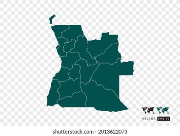 Abstract green Angola map. Design vector transparent background.