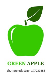 abstract green apple with leaf on white background