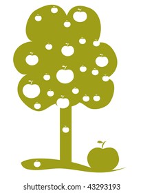 Abstract green Apple Tree: Vector Illustration,