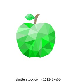 Abstract green apple. Vector illustration, polygonal design.