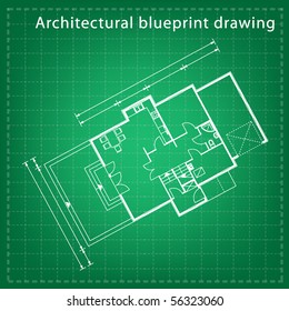 abstract green architectural blueprint draw