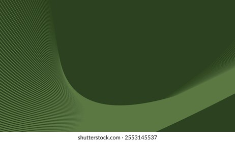 Fundo verde abstrato do exército com linhas de faixas curvas para fundo ou apresentação