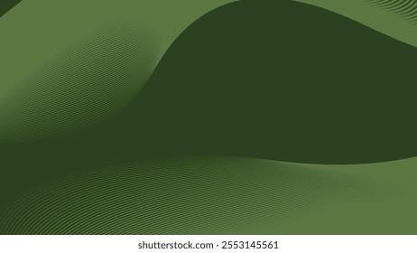 Abstract green army background with curve stripes line for backdrop or presentation