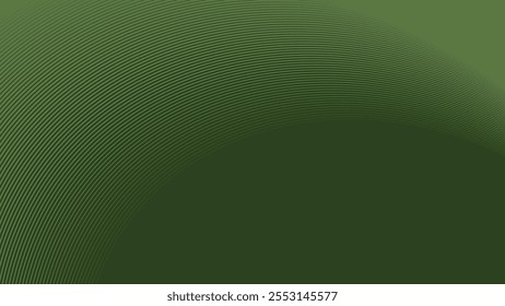 Fundo verde abstrato do exército com linhas de faixas curvas para fundo ou apresentação