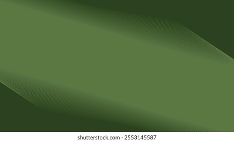 Fundo verde abstrato do exército com linhas de faixas curvas para fundo ou apresentação