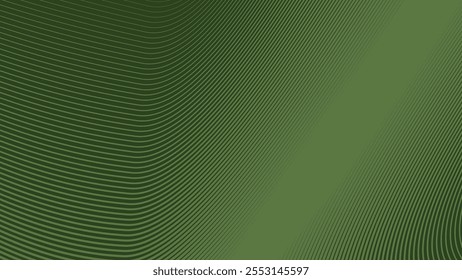 Fundo verde abstrato do exército com linhas de faixas curvas para fundo ou apresentação