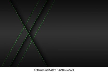 Abstrakter grüner Pfeil in Richtung dunkler Schattenlinien. Moderne futuristische Hintergrund, Vektorgrafik