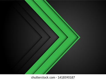 Abstract green arrow direction on grey with hexagon mesh pattern design modern futuristic background vector illustration.