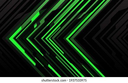 Abstract green arrow light cyber geometric technology futuristic direction on black design modern background vector illustration.