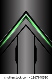 Abstract green arrow light direction on metal grey background design modern futuristic background vector illustration.