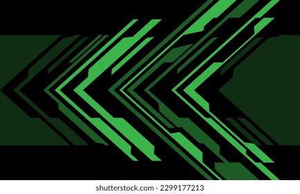 Abstract green arrow line direction cyber circuit geometric on black blank space design modern luxury futuristic background vector illustration.