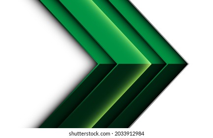 Abstract green arrow metallic geometric shadow direction on white design modern futuristic creative background vector illustration.