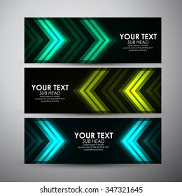 Abstract green arrow pattern. Vector banners set background. 