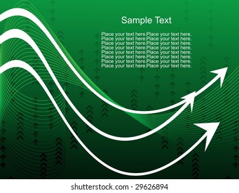abstract green arrow and wave background with sample text