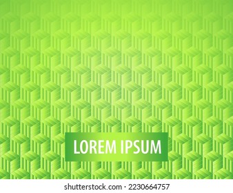 Abstract green background. 3d box pattern with geometry texture wallpaper. Colorful banner template with gradient shapes design. Luxury design presentation. Modern decoration vector.