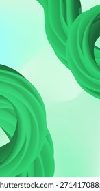 Abstrakter grüner Hintergrund mit 3D-Fluid-Drallform. Moderne Vektorgrafik von verdrilltem Band oder Flüssigkeitsstrom für Ökologie, Finanzen und Naturkonzept mit Kopienraum.