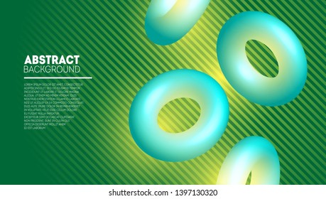 Abstract green background with 3d shapes