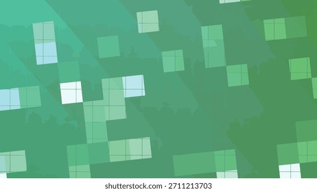 Abstrakte grüne Hintergrundanimation mit geometrischen Formen und Gitterlinien, nahtlose Schleife., Abstrakte Twirls Blink Square, Lizenzartikel.