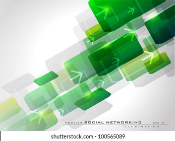 Abstract green background with arrows having shiny effect on white background and copy space. EPS 10, vector illustration.