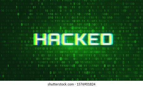 Abstract Green Background with Binary Code Numbers. Data Breach, Malware, Cyber Attack, Hacked Concept