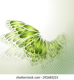 Abstract green background with butterfly wings