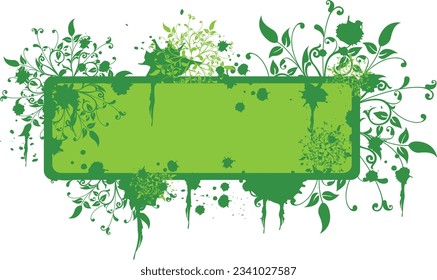Abstract green background with chamomile flowers and butterflies. Ecology concept