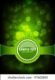 Abstract green background with circle and emblem