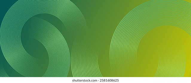 Abstract green background with circle lines. Digital future technology concept. vector illustration.