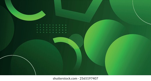 Abstract green background with circles. Dynamic shapes composition.