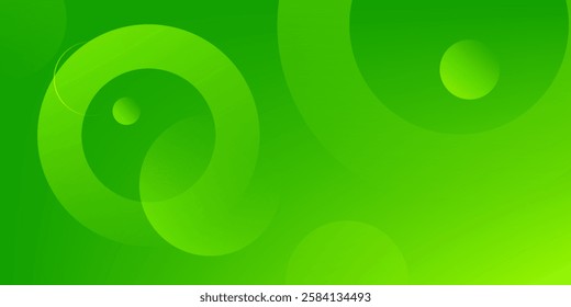 Abstract green background with circles. Dynamic shapes composition. Eps10 vector