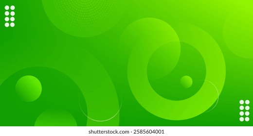 Abstract green background with circles. Dynamic shapes composition. Eps10 vector
