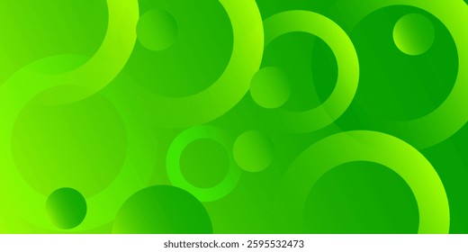Abstract green background with circles. Dynamic shapes composition. Eps10 vector