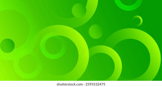 Abstract green background with circles. Dynamic shapes composition. Eps10 vector