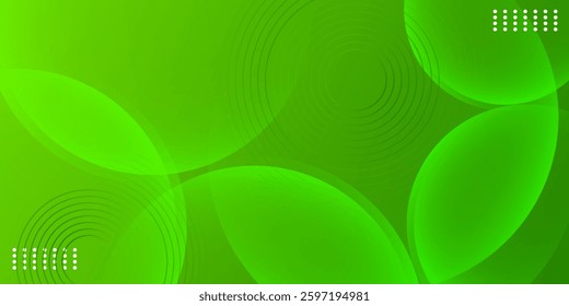 Abstract green background with circles. Dynamic shapes composition. Eps10 vector