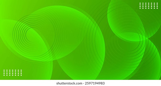 Abstract green background with circles. Dynamic shapes composition. Eps10 vector